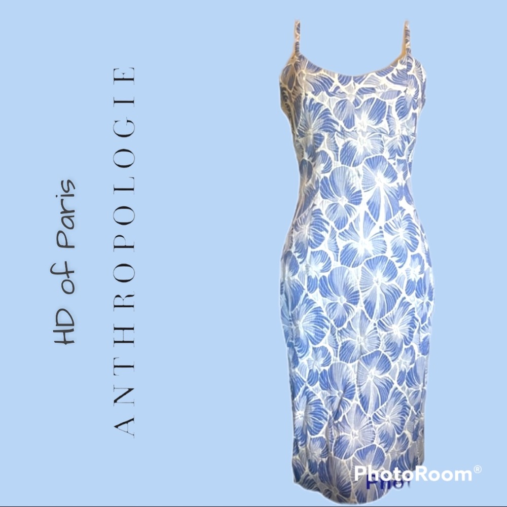 HD in Paris | Anthro Blue Floral Summer dress 4 small